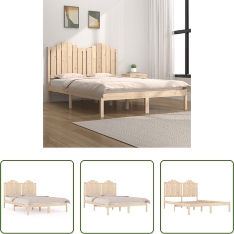 vidaXL Estructura de cama doble sin colchón madera maciza (1/5)
