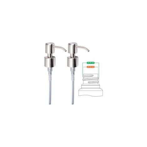 Pompa di ricambio per dispenser di sapone liquido - Acciaio inossidabile, finitura spazzolata, 2 pezzi - 24 mm - Crezuo