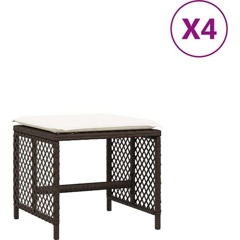 Maison Exclusive - Sgabelli Giardino con Cuscini 4pz Marroni 41x41x36cm Polyrattan