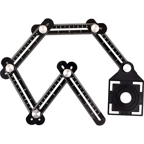Règle de Mesure Multi-angle, outil de gabarit à six côtés en alliage d'aluminium, outil de mesure multi-angle, avec poinçon, guide de perçage pour carrelage en céramique, pour bricoleurs (1/5)