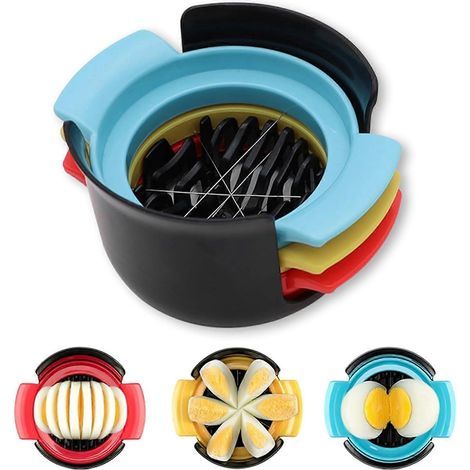 This 3-in-1 egg slicer is suitable for slicing hard-boiled eggs and other soft foods. (1/5)