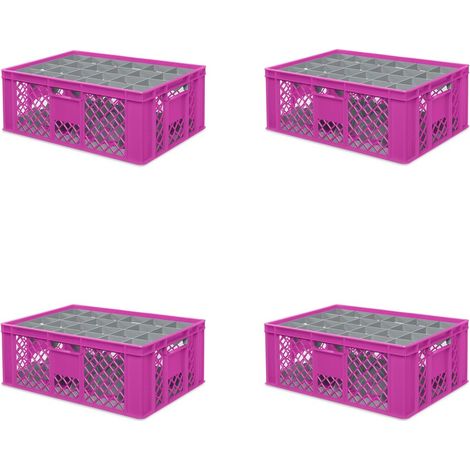 BRB 4x boîte en verre 600x400 mm 24 verres jusqu’à 205 mm de hauteur/diamètre 87 mm, rose