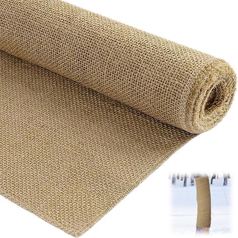 Rouleau de tissu en toile de jute, 40 cm x 6 m Rouleau naturel en toile de jute pour envelopper les arbres et protéger le tronc, protection contre le gel et le gel pour les plantes (1/5)