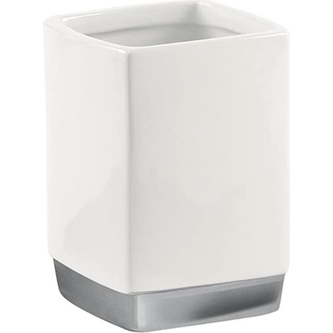 Salle de Bain, Finition Blanche, Porte-Brosse à Dents en céramique, Dimensions 10, 3 x 7,3 cm, Unique (1/5)