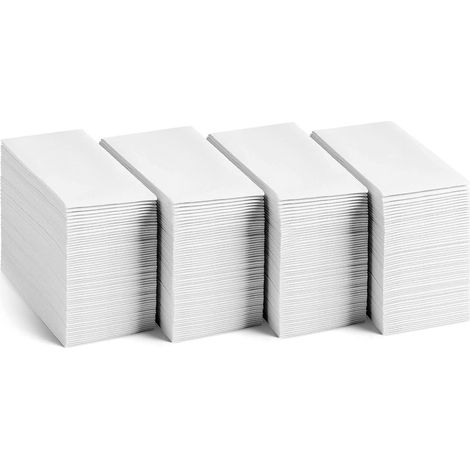 Lot de 200 serviettes jetables pour invités, sensation lin, serviettes en papier semblables à du tissu, douces, durables et absorbantes pour cuisine, fête, salle de bain, événements, blanc (1/5)