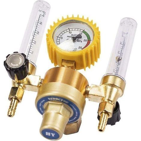 Détendeur gaz Argon CO2 – Réducteur de pression pour soudage Mig Tig – Débitmètre double tube – Vanne de contrôle métal (1/4)