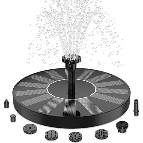 Outdoor Floating Solar Fountain, 6 Nozzle Solar Pond Pump, Solar Fountain for Gardens, Bird Baths (1/5)