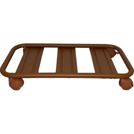 Sottovaso rettangolare a carrello con ruote bidirezionali tubolare tondo 60 cm -Cotto (1/3)