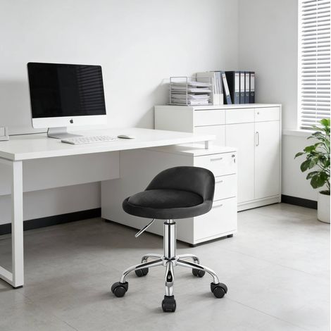 Sedia ufficio girevole regolabile in velluto OKMYHOME (1/4)