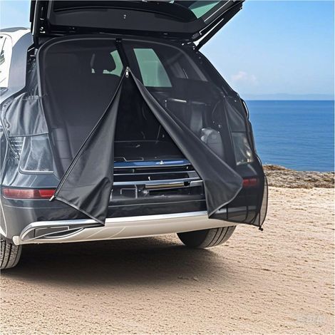 Moskitonetz für die Heckklappe, Kofferraumabdeckung, kombiniert mit Sonnenschutznetz, Doppelreißverschluss und Magnetverschluss, passend für T5 Camping- und Wohnwagenzubehör, 180 cm x 150 cm (1/5)