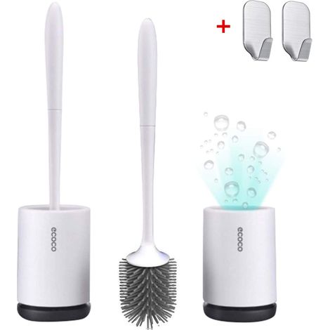 Antibactérienne balayette WC Brosse,Brosses de Toilette avec Soies de Silicone Propres,1 têtes de Brosse de Toilette de Rechange Incluse,(Wall Mounted)1 Pièces (1/5)
