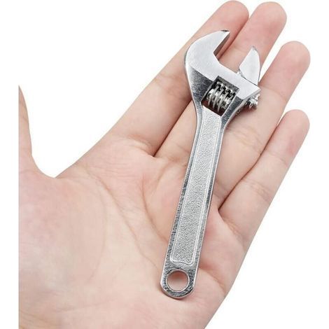 Adjustable Wrench 4" Length 100 mm Mini Adjustable Wrench in Silver Steel for Industry and Automotive Repair (Chrome Plated) (1/4)