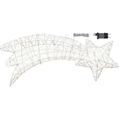 Stella cometa 75 cm 2D, con gocce led bianco per addobbi e decorazioni natalizie (1/4)