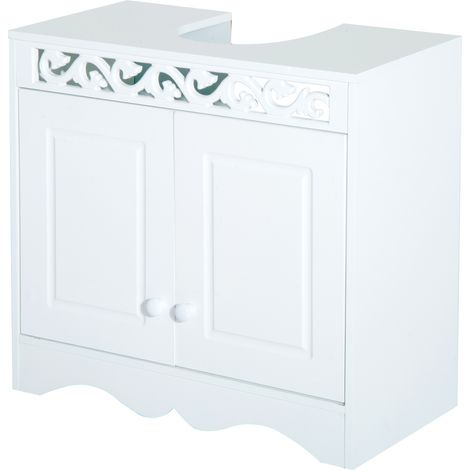HOMCOM Sink Cabinet Basin Bathroom Cupboard Shelf Storage Unit Furniture (1/5)