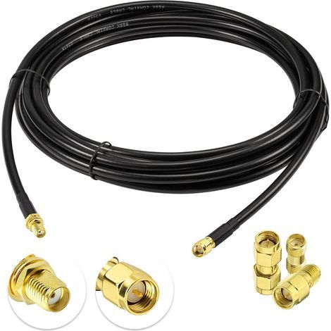 x 5m SMA RG8X Extension Cable, Male to Female Connector, 50 Ohm, Adapters for Router, WiFi Antenna, Modem (1/5)