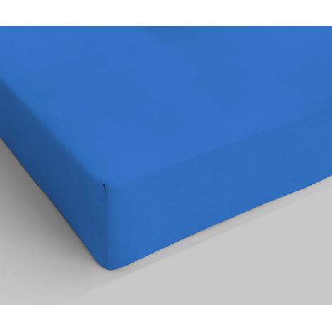 Italian Bed Linen Lenzuolo sotto con Angoli Max Color, 100% Cotone, Royal, Matrimoniale