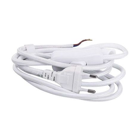 Spina + interruttore cavo tessile 1,5 m (2x0,75 mm) + interruttore GSC bianco 001102961