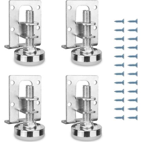 Lot de 4 Pieds de Meuble, RGlables en Hauteur, Pieds de Nivellement RGlables en Acier, Profil Carr : 40 X 50 Mm, Hauteur RGlable 11-27 Mm, pour Table de Chevet, Meuble Chaussures