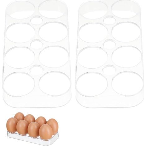 2-Piece Egg Tray for Refrigerator, Fridge Egg Storage, Plastic Storage Box for 8 Eggs, Compact and Portable Kitchen Organizer (1/5)