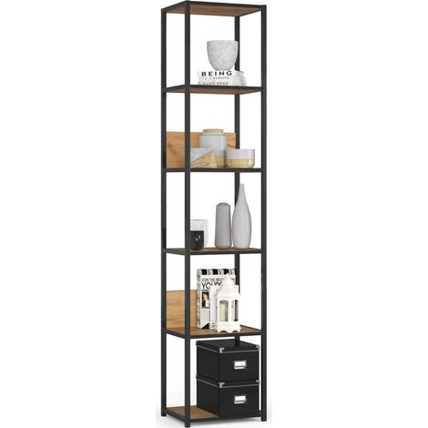 Scaffale stilo loft con ripiani in legno 40 cm Nera, Quercia Craft 40x32x192 cm (1/5)