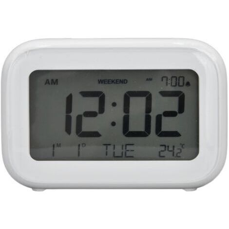 Mini réveil numérique avec écran LCD fonction Snooze formats 12H 24H pour chambre voyage bureau blanc (1/5)