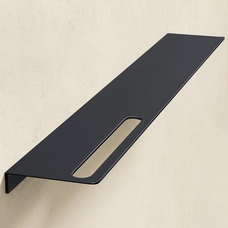 Mai & Mai Étagère Murale de Rangement en Aluminium Porte-Serviettes au Mur Support Rangement à Poser à Susprendre pour Salle de Bain Cuisine Noir Mat 80×12,5×3,2 CM Reglo-06 (1/5)