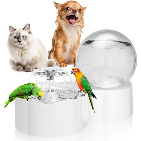 Fontaine à Eau pour Chats et Chiens,2.5L Silencieux Auto-Recyclage,Branchement USB avec Filtre à Charbon Actif, Blanc (1/5)