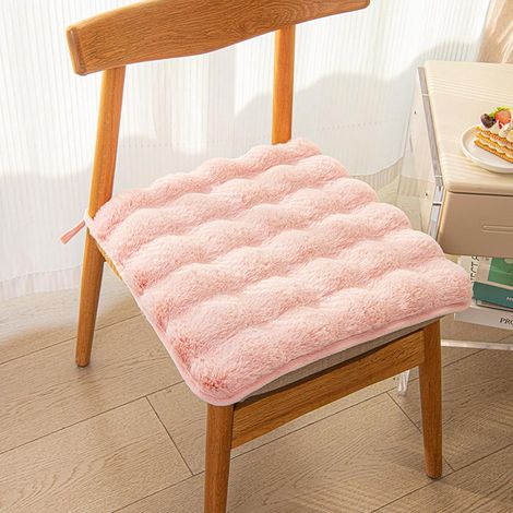 Filiyano-Coussin carré en fausse fourrure ING, coussin de chaise lapin en peluche, coussin de chaise de salle à manger d'hiver, pouf confortable pour (1/4)