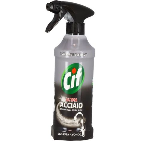 CIF ULTRA ACCIAIO SGRASSATORE CUCINA E BAGNO 500 ML AGENTI LUCIDANTI IDEALE SU CALCARE MACCHIE D'ACQUA E UNTO OKX (1/2)