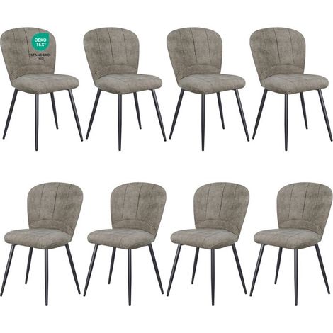 Chaises de salle à manger - WAFTING - Design coquille - Chenille gris-brun - Pieds métal - Lot de 8 (1/5)