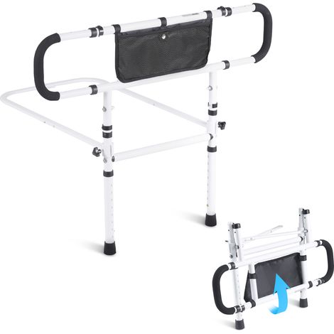 VEVOR Supporto del Letto Pieghevole a 180° Protezione Laterale del Letto di Sicurezza Carico max. 204 kg, Maniglia Regolabile a 4 Livelli con Tasca di Stoccaggio per Letto Matrimoniale King Queen Size