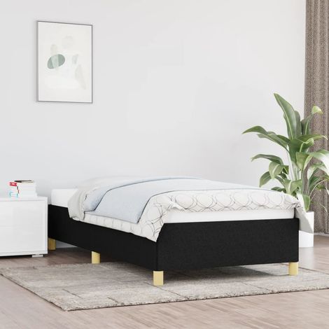 Lit adulte Cadre de lit Facile à monter pour Adultes, Adolescents, Enfants Noir 100x200 cm Tissu BNDET4834098 (1/5)