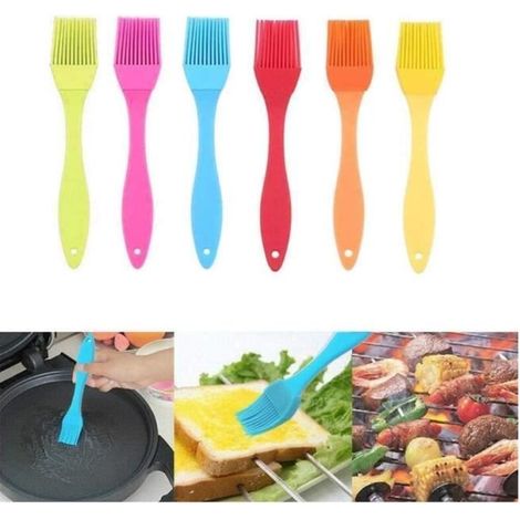 Pinceau à huile - Cuisine - Silicone - Résistant aux hautes températures - Couleur aléatoire - 6 pièces (1/4)