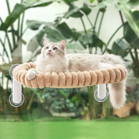 Hamac Chat Fenetre Panier Perchoir Transat Suspendu Pliable Support Etagere Cododo Lit pour Coussin Petite et Grande Chats Tapis Réversible Lavable en Machine 54  30cm (Chameau Clair, M) (1/5)