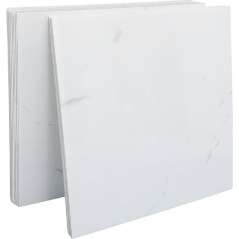 Autocollants Muraux Étanches en Pvc Blanc 20 Feuilles pour Salle de Bain et Crédence, Application Facile DIY Effet Carrelage Élégant et Finition Marbre Réaliste (1/5)