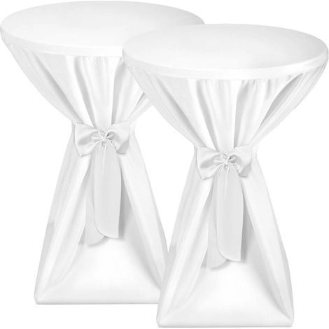 2X Premium Stehtischhussen 80 cm Blickdicht Weiß