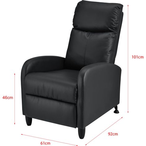 Sillón relax con respaldo reclinable y reposapiés funda sintética PU 102x60x92 cm negro 030005212