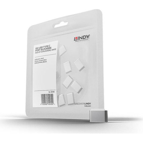 Lindy 40439 Clips asegurados USB tipo-C blanco pack 10 (1/4)