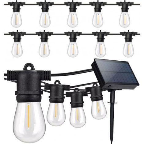 Solar-LED-Lichterkette, 10 m Lichter + 10 LED-Lampen