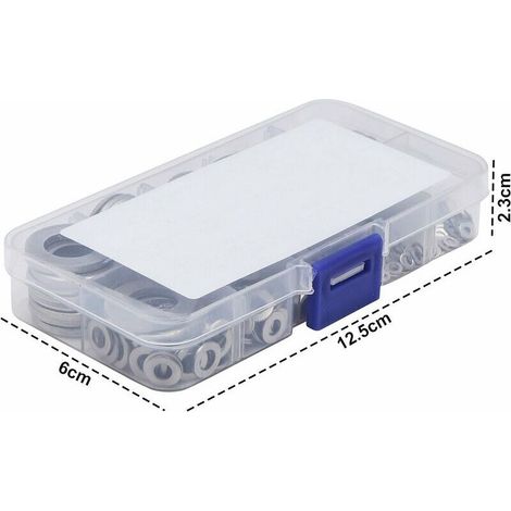Rondelles Metal (580 Pièces) avec Boite en Plastique - 9 Tailles Différentes de Rondelles Inox M2, M2,5, M3, M4, M5, M6, M8, M10 et M12 - Assortiment de Rondelle Plate pour Bricolage, Mécanique (1/3)