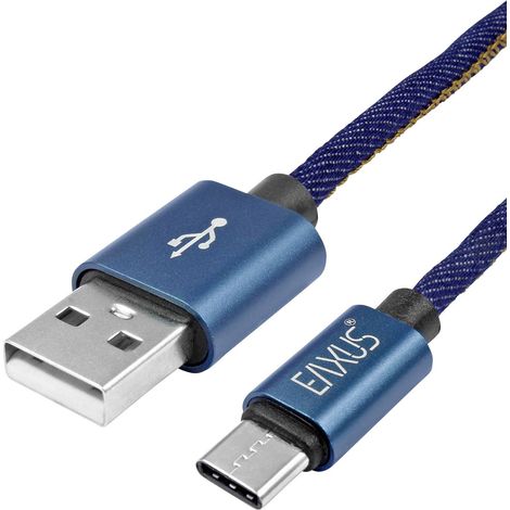 Eaxus Câble de charge USB USB-A mâle, USB-C® mâle 1.00 m bleu 4260183016106 W487772 (1/2)