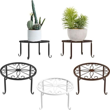 Porte plantes et étagère à plantes，Support pour Plantes en Pot, [Lot de 3] Porte-Pots de Fleurs en Fer pour l'intérieur, Résistant à la Rouille, 9 Pouces Support de Jardin Durable en Métal - Noir，CMOD (1/4)