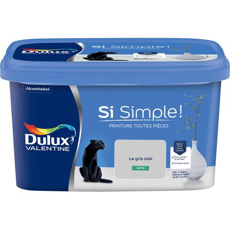 Peinture toutes pièces Si Simple  Aspect Satin - Le Gris Clair 2,5 L - Dulux Valentine