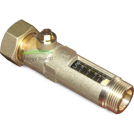 Regolatore di portata con flussimetro 8-28 lt/m 3/4" M x 3/4" F