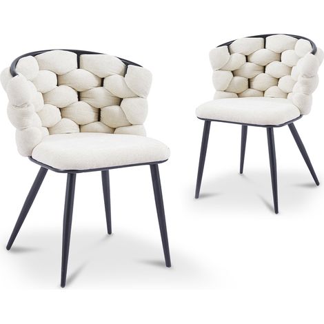 Lot de 2 chaises en tissu beige pieds en métal noir CECILE (1/5)