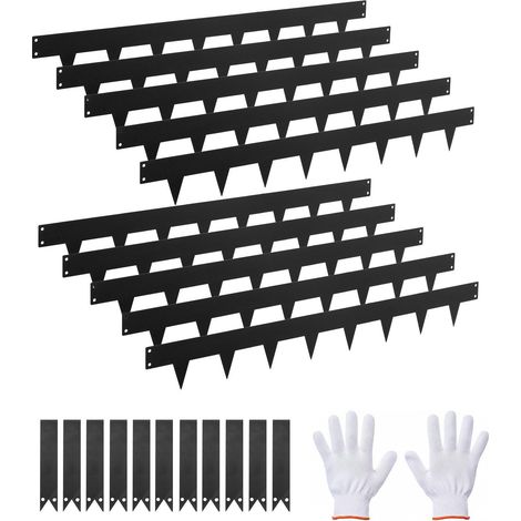 Bordure en acier galvanisé 10 pièces 1016 x 114 mm pour jardin avec 11 clips de montage,bordure robuste pour parterre et allée (1/5)