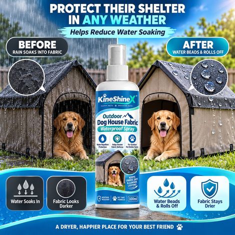 KineShineX Outdoor Dog Kennel Waterproof Spray, Pet Tent Fabric Water-Repellent Care Agent (1/4)