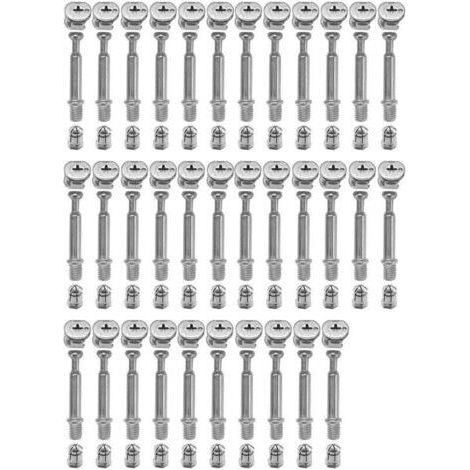 Raccords de Came Ø15mm avec Goujons à Visser M6x40mm et Écrous Pré-insérés M6 pour la Connexion de Panneaux d'armoires de Meubles Lot de 34 (1/4)