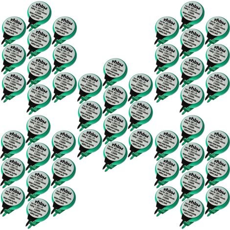 vhbw 50x NiMH Ersatz Knopfzellen-Akku Typ 1/V40H 2-Pins 40mAh 1,2V kompatibel mit Modellbau-Akkus, Solar-Leuchten uvm.