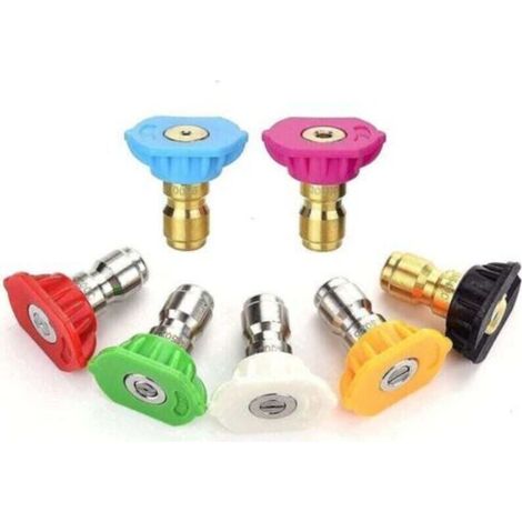 5 embouts de buse pour nettoyeur haute pression, angles 0°/15°/25°/40°/65°, acier inoxydable et laiton, orifice 2,5, jusqu'à 4000 PSI (1/4)